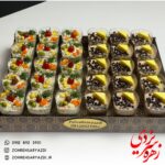 سینی مخلوط شات دسر عربی و شات سالاد مرغ و شوید